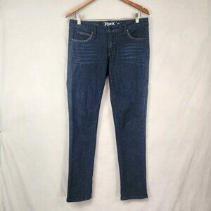 Rock 47 By Wraingler Ultra Low Rise Skinny Jeans Womens 5 Dark Wash Embroidered